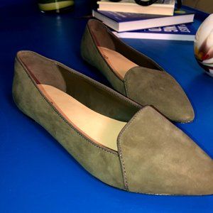 Army green ALDO pointed toe flats